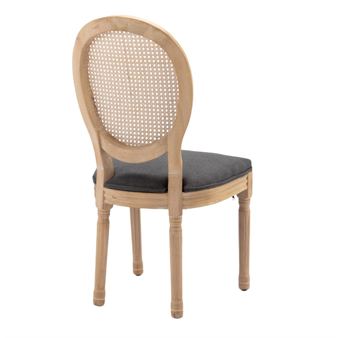 4x Rattan Dining Chairs with Solid Wood Legs- Grey