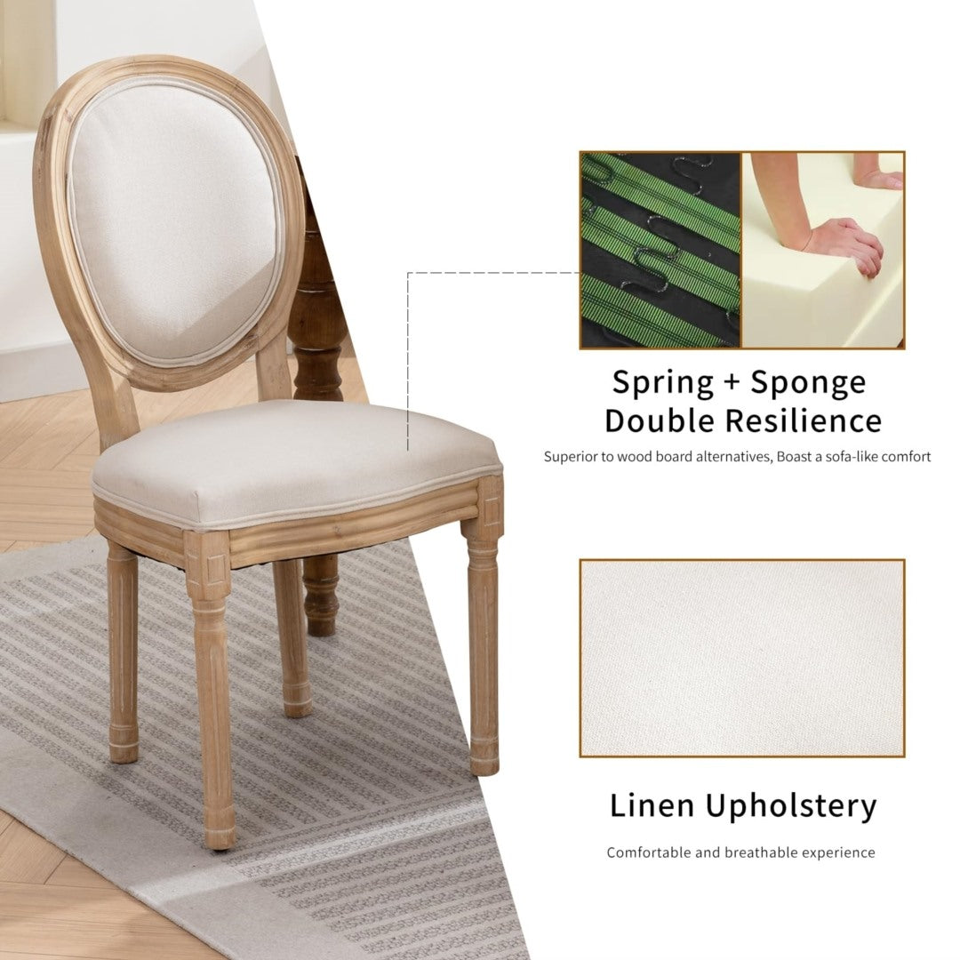 2x Dining Chairs with Solid Wood Legs- Beige