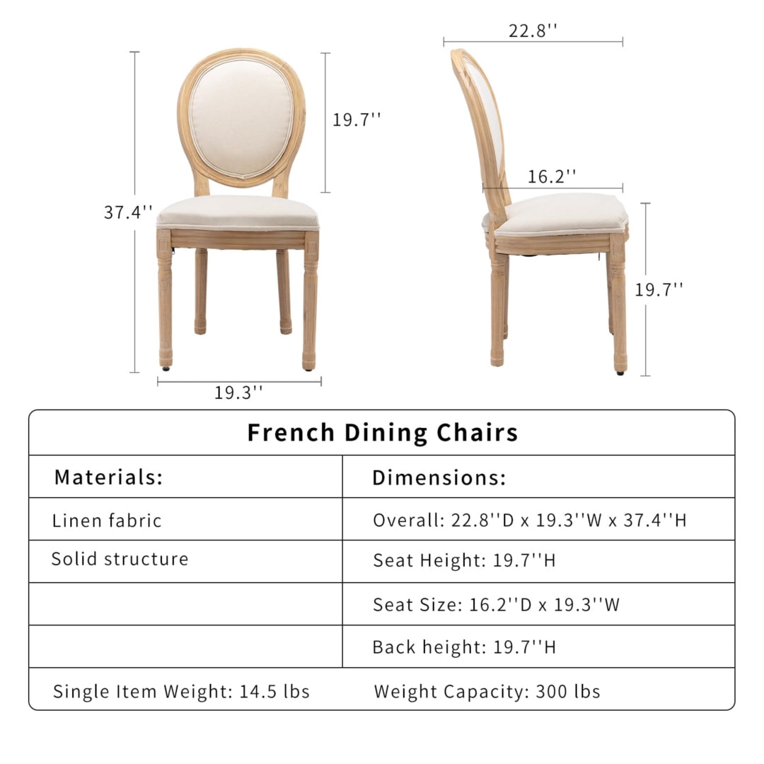 2x Dining Chairs with Solid Wood Legs- Beige