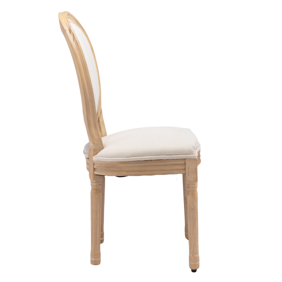 2x Dining Chairs with Solid Wood Legs- Beige