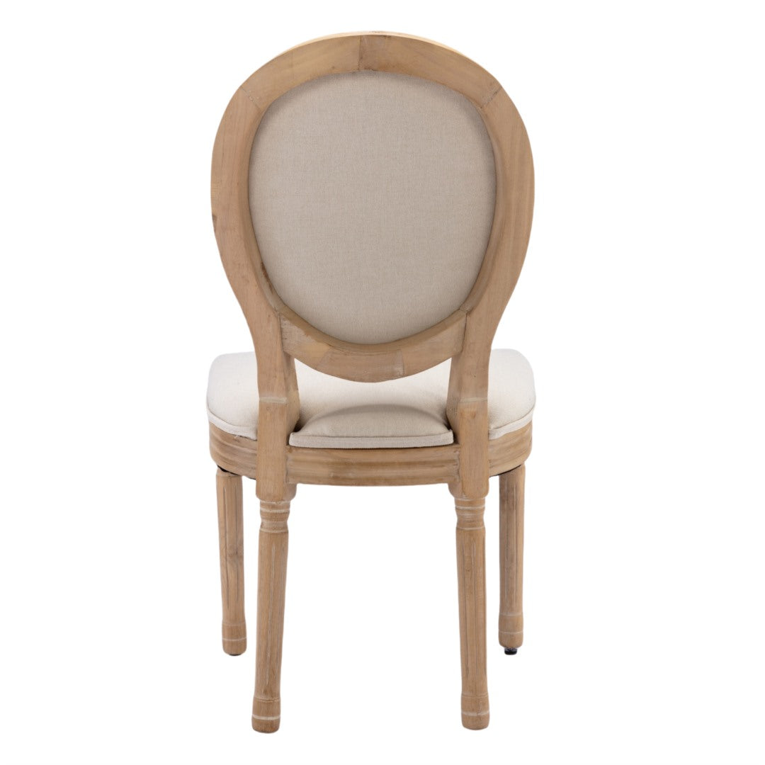 2x Dining Chairs with Solid Wood Legs- Beige