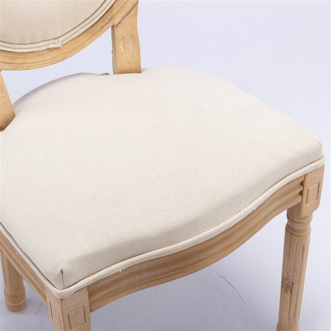 4x Dining Chairs with Solid Wood Legs- Beige