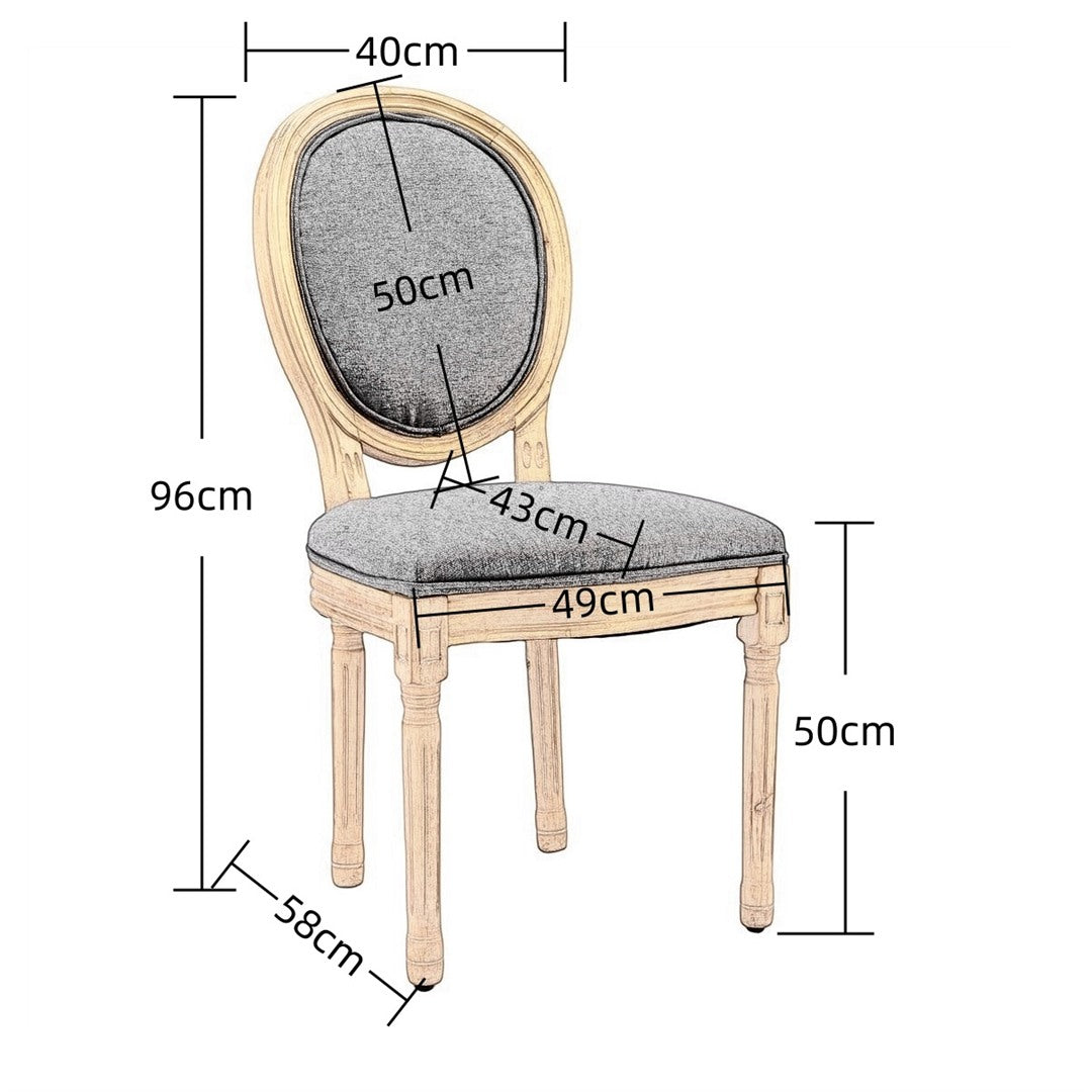 6x Dining Chairs with Solid Wood Legs- Beige