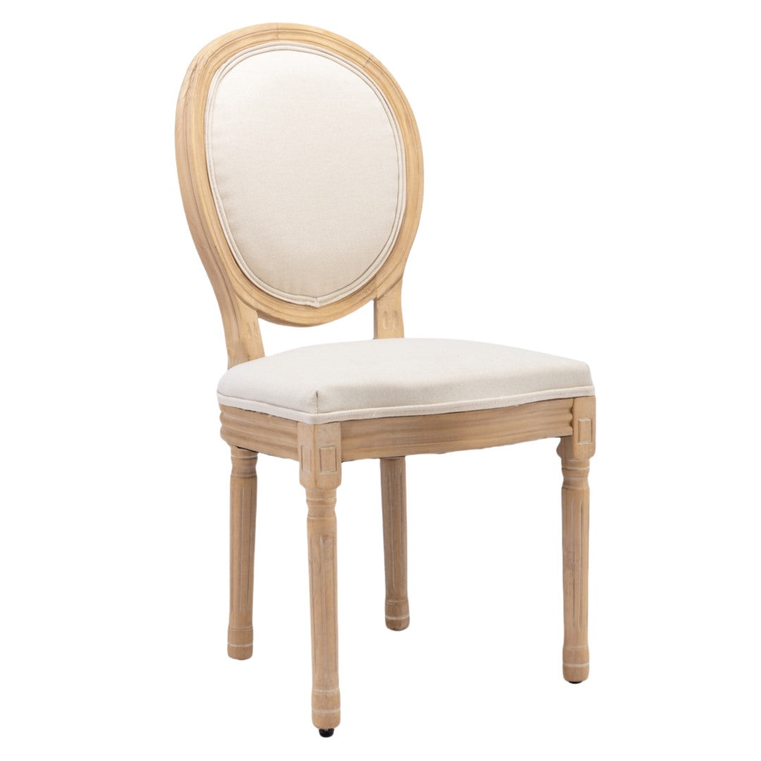 6x Dining Chairs with Solid Wood Legs- Beige