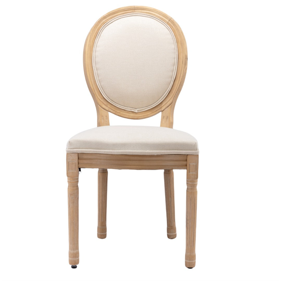 6x Dining Chairs with Solid Wood Legs- Beige