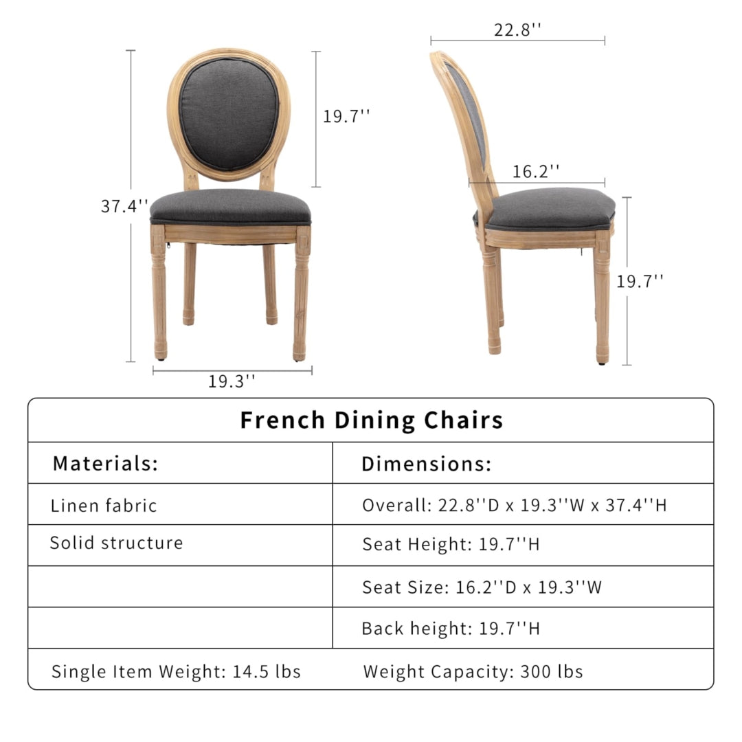 2x Dining Chairs with Solid Wood Legs- Grey