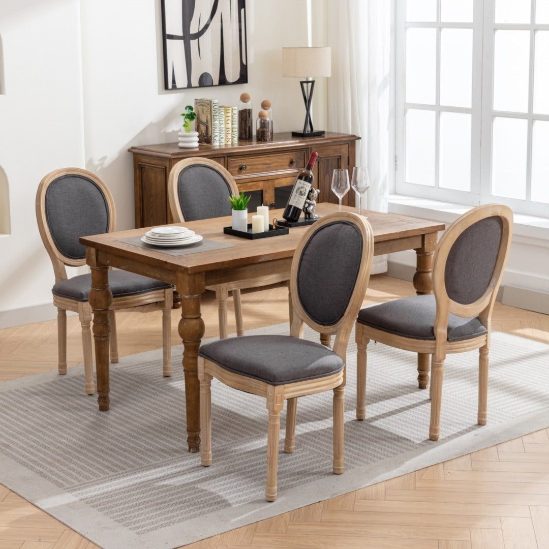 2x Dining Chairs with Solid Wood Legs- Grey