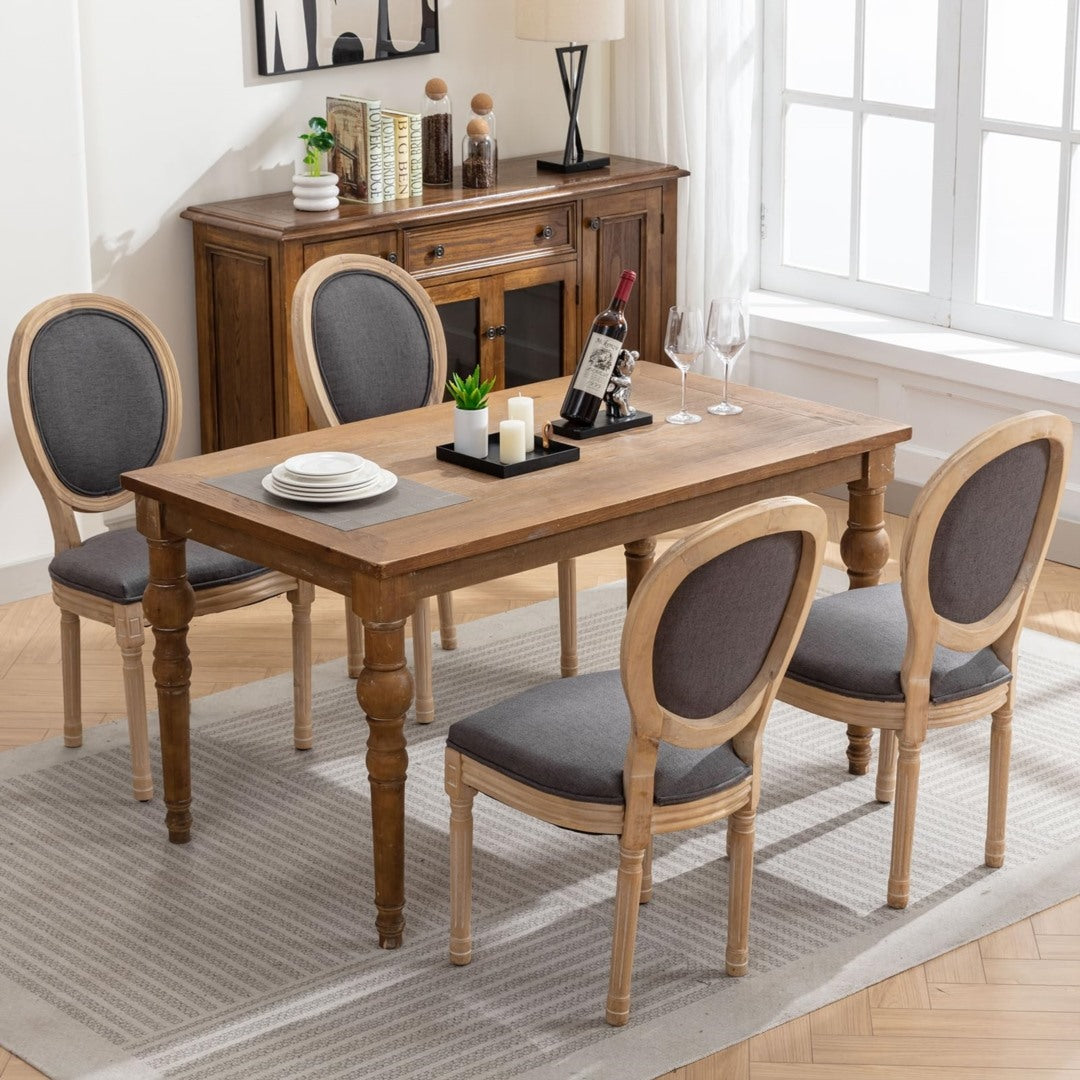 6x Dining Chairs with Solid Wood Legs- Grey