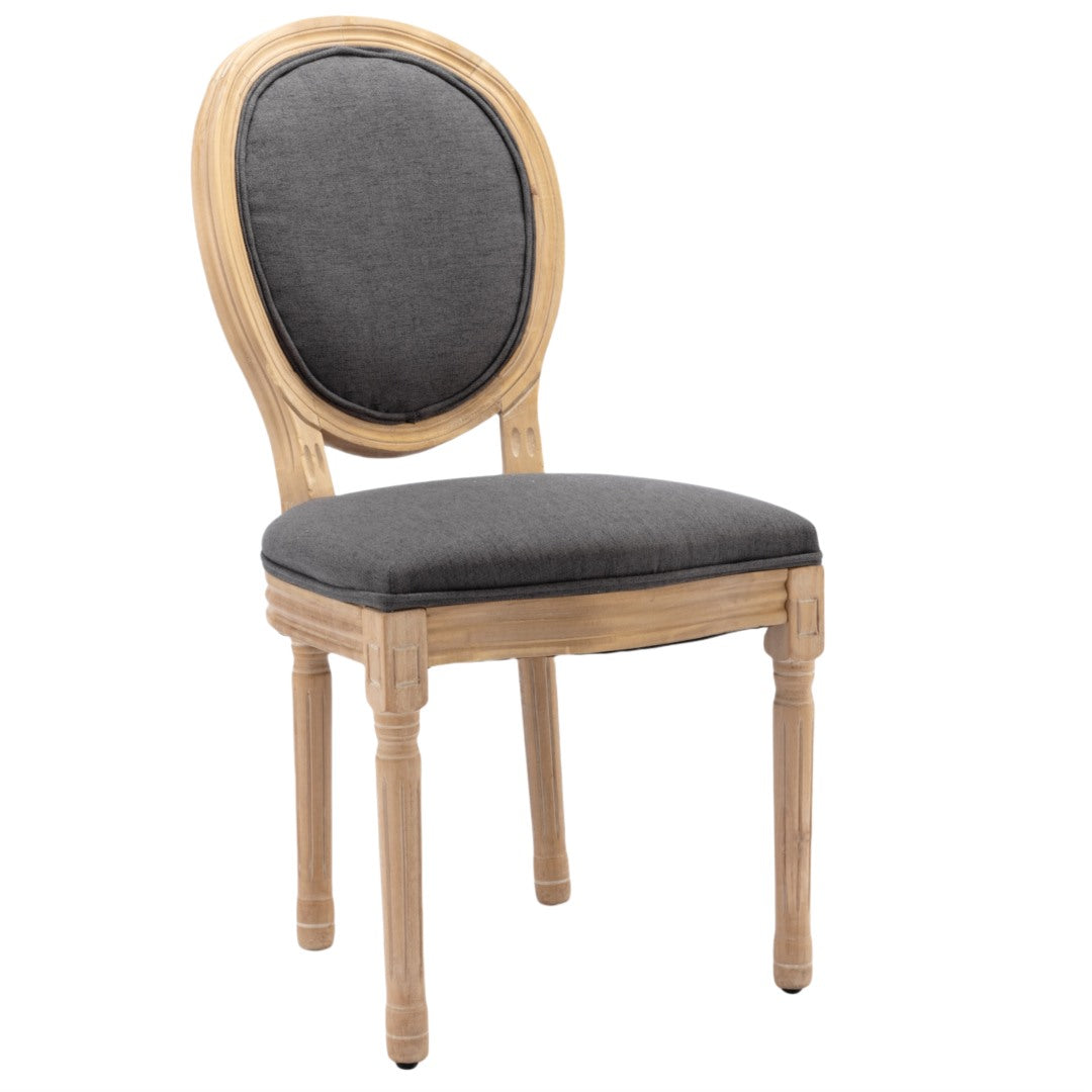 6x Dining Chairs with Solid Wood Legs- Grey