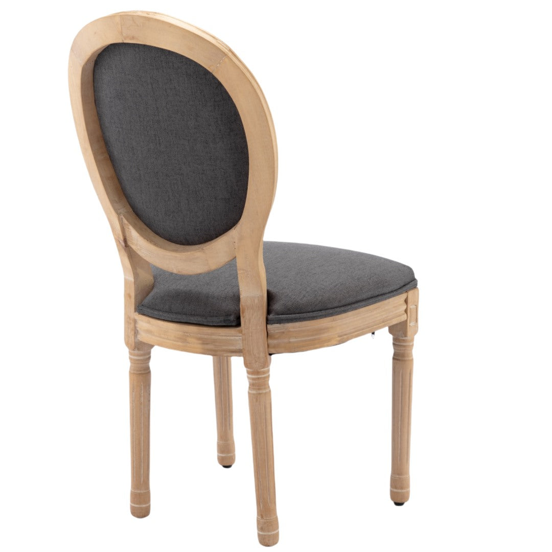 6x Dining Chairs with Solid Wood Legs- Grey