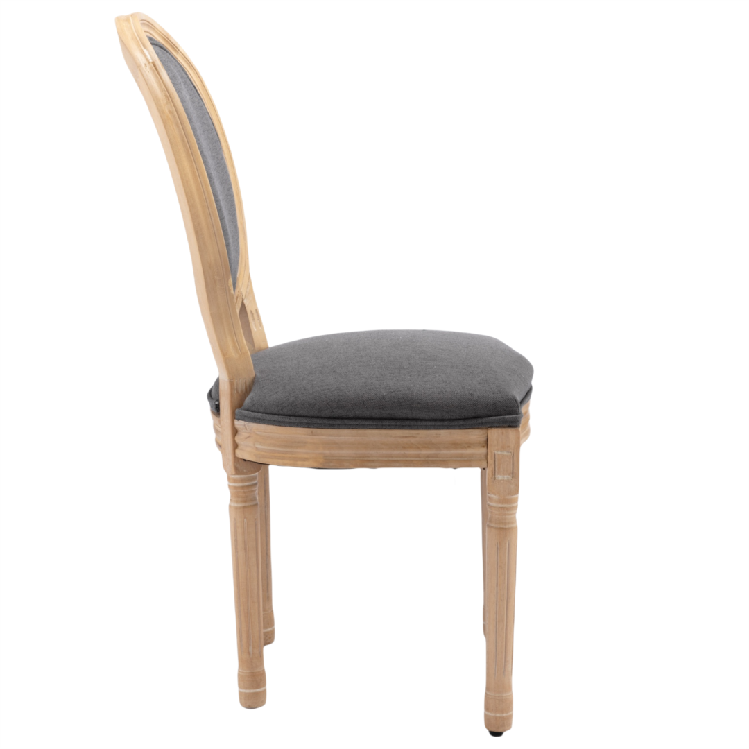 6x Dining Chairs with Solid Wood Legs- Grey