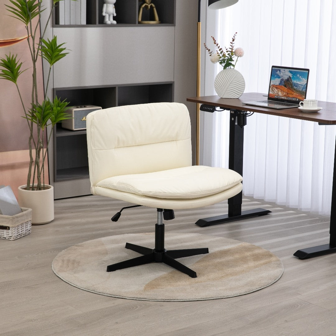 Faux Leather Home Office Chair - Beige