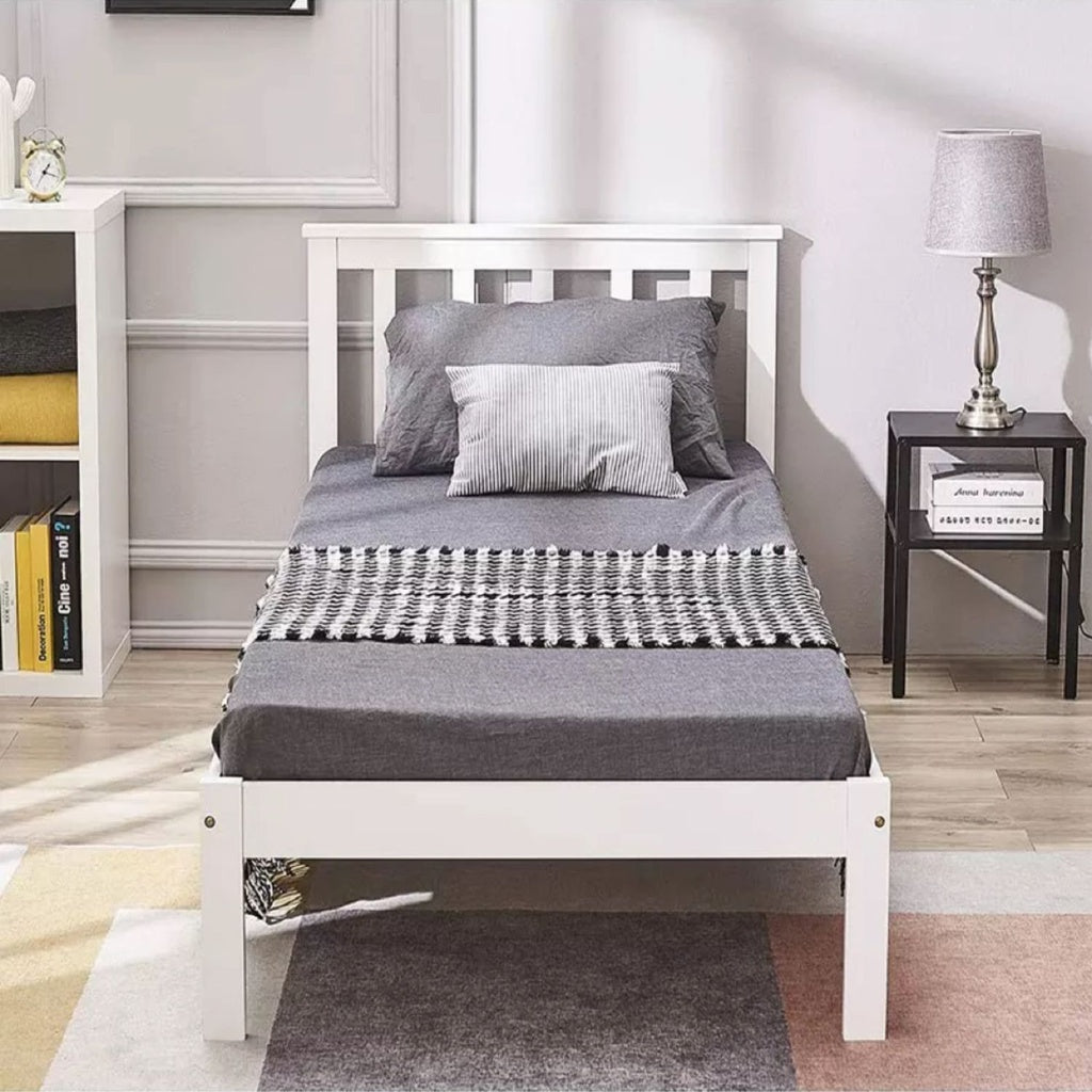 Single Wooden Bed Frame (White)