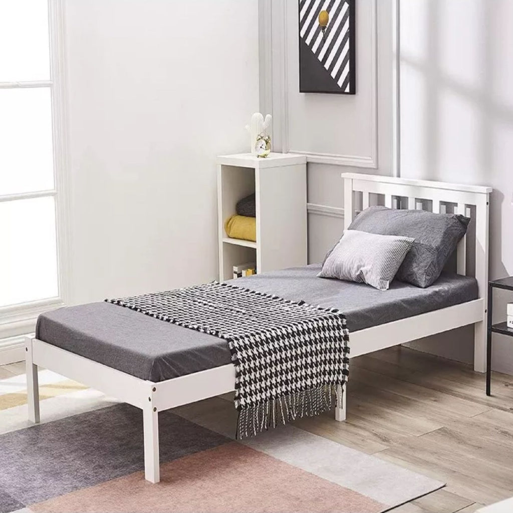 Single Wooden Bed Frame (White)