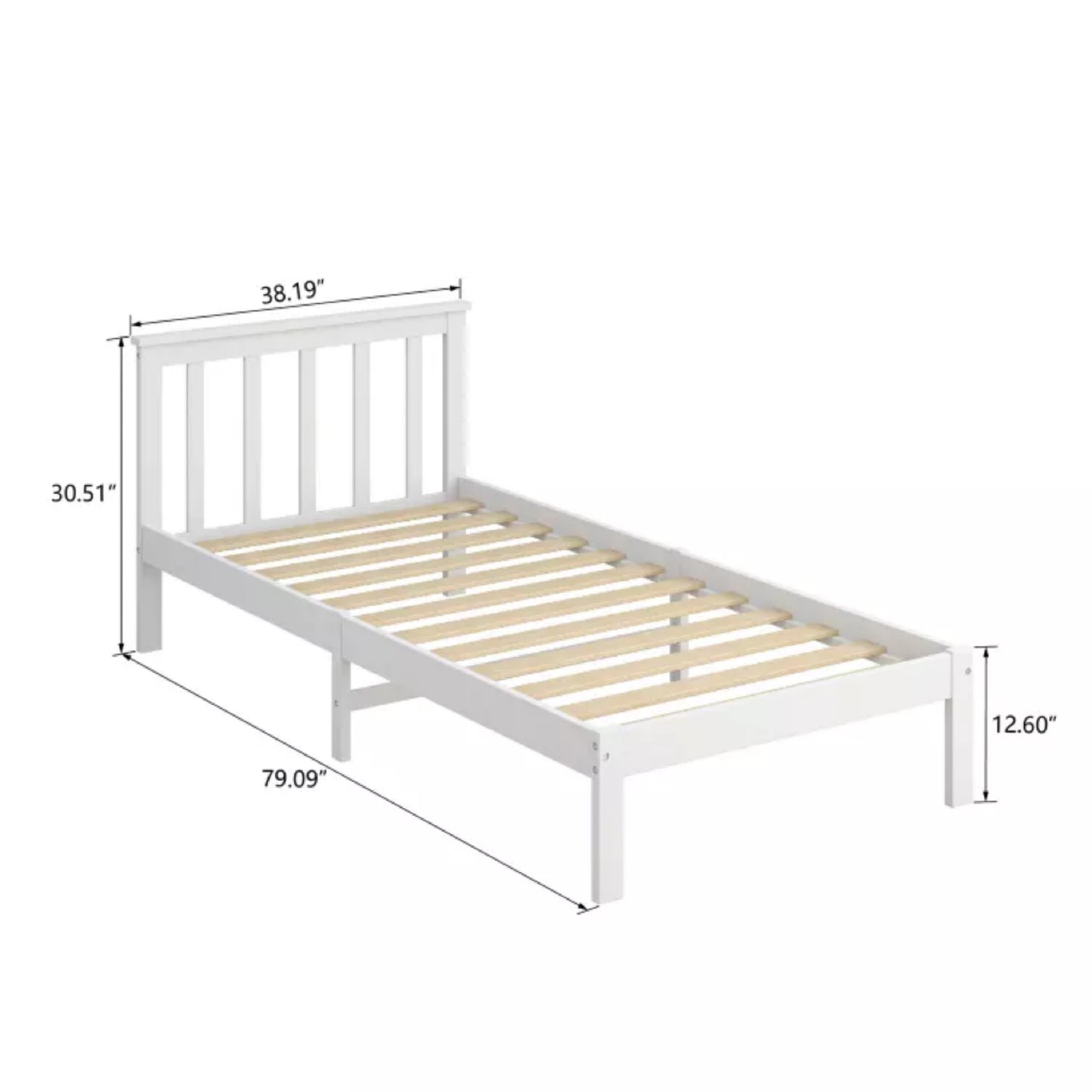 Single Wooden Bed Frame (White)