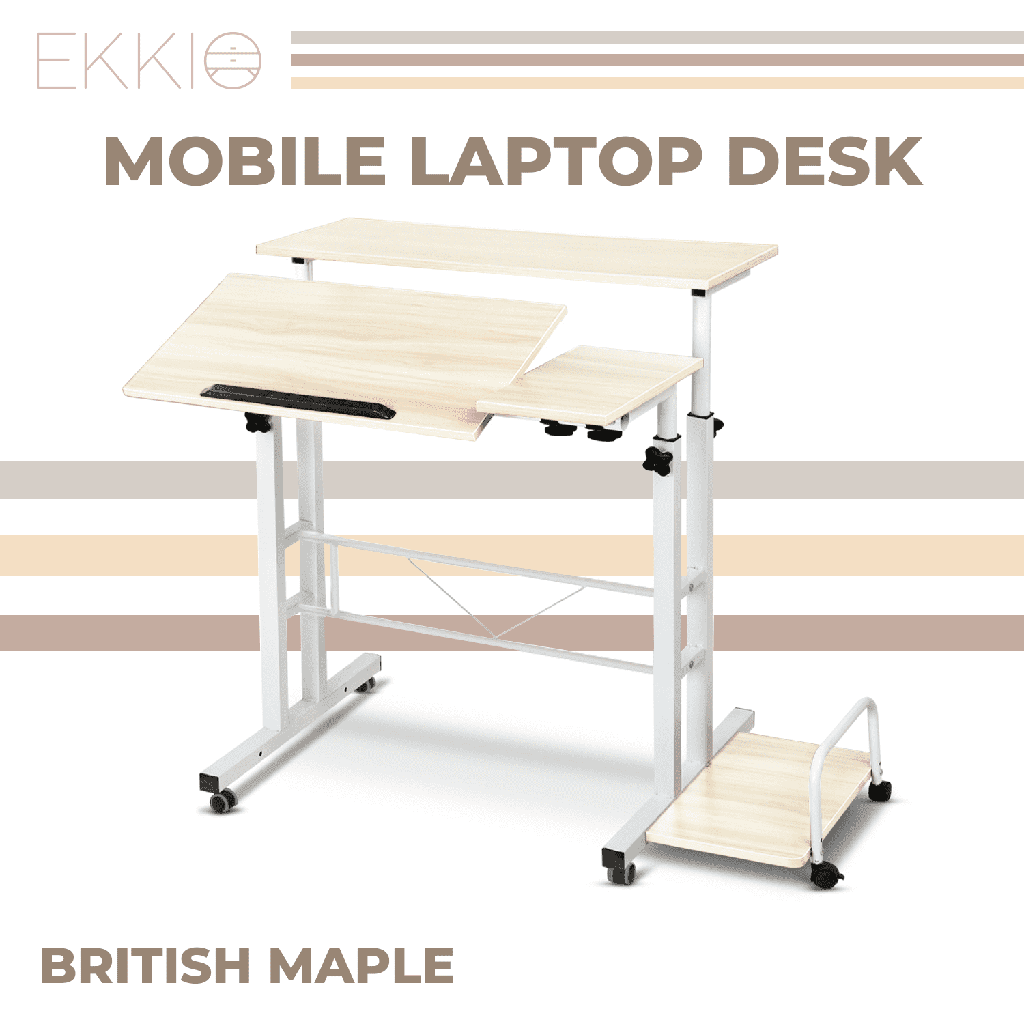 Mobile Desk Detachable Sideboard British Maple