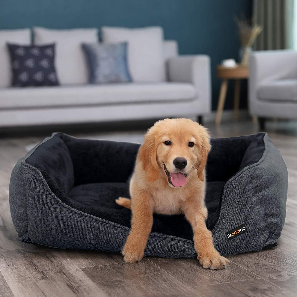 FEANDREA 90cm Dog Sofa Bed with Removable Washable Cover Dark Grey