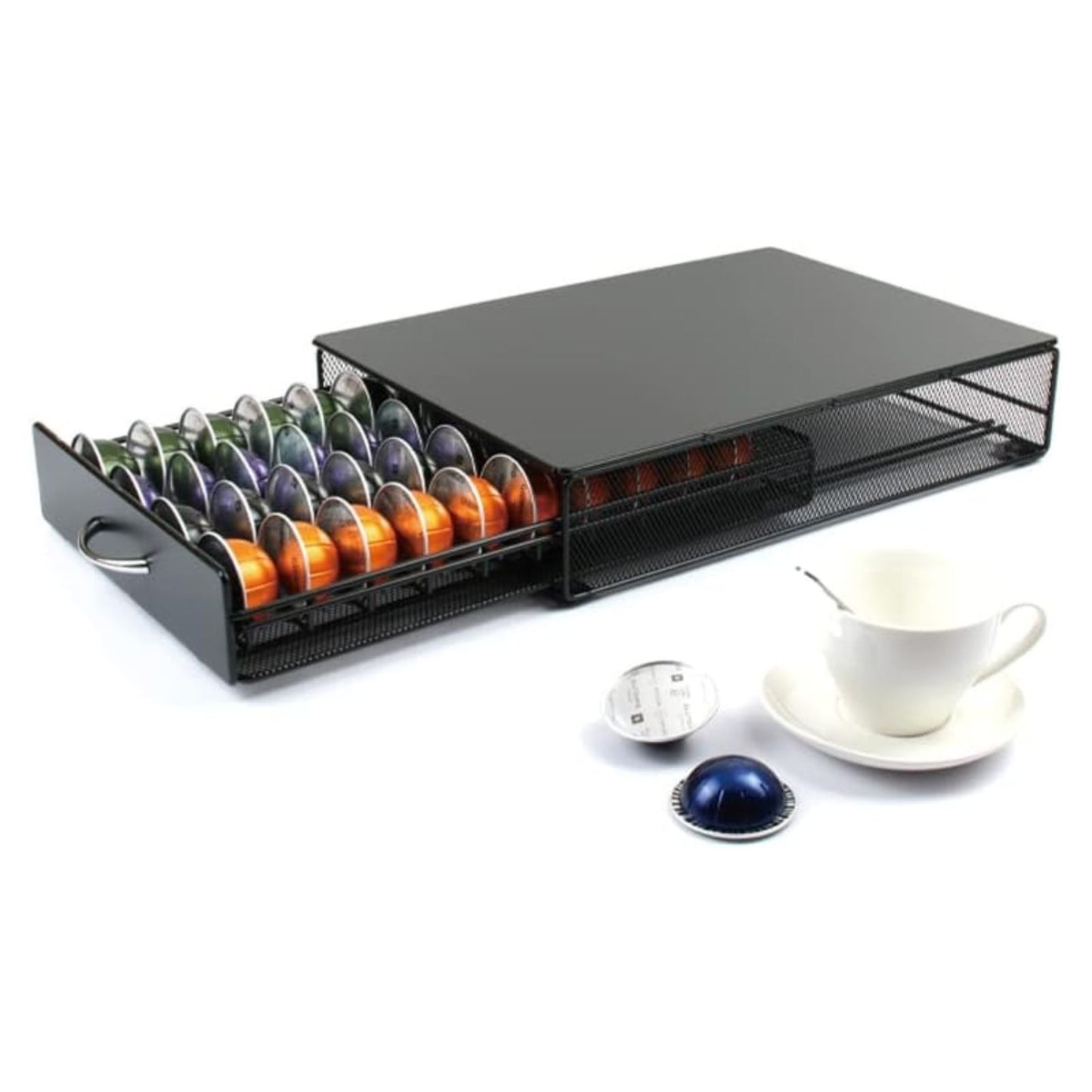 Coffee Pod Holder Drawer Storage with Vertuoline Stores 40 Pods (Black)