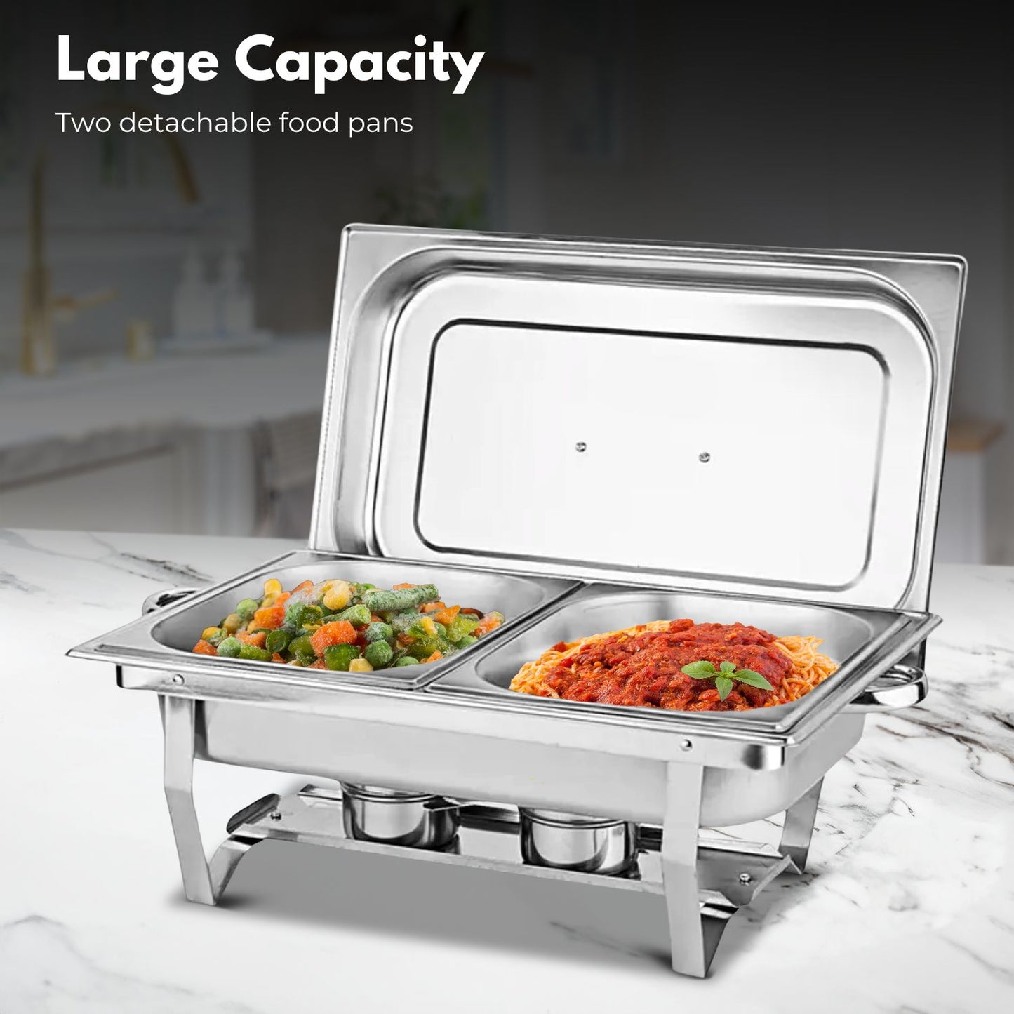 9L Chafing Dish Stainless Steel Food Buffet Warmer Pan (2x4.5L Dual Trays)