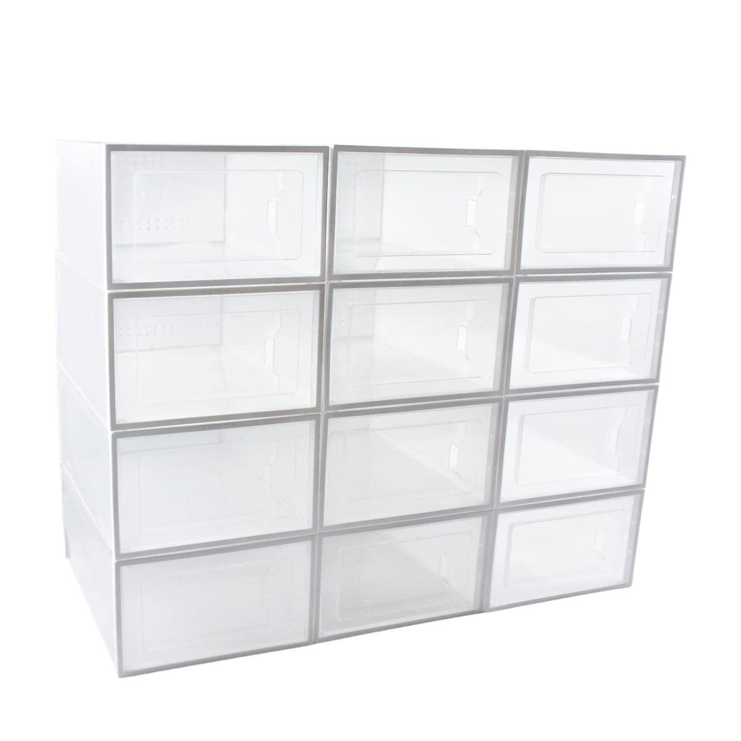 Plastic Shoe Box 12PCS Medium Size (White)