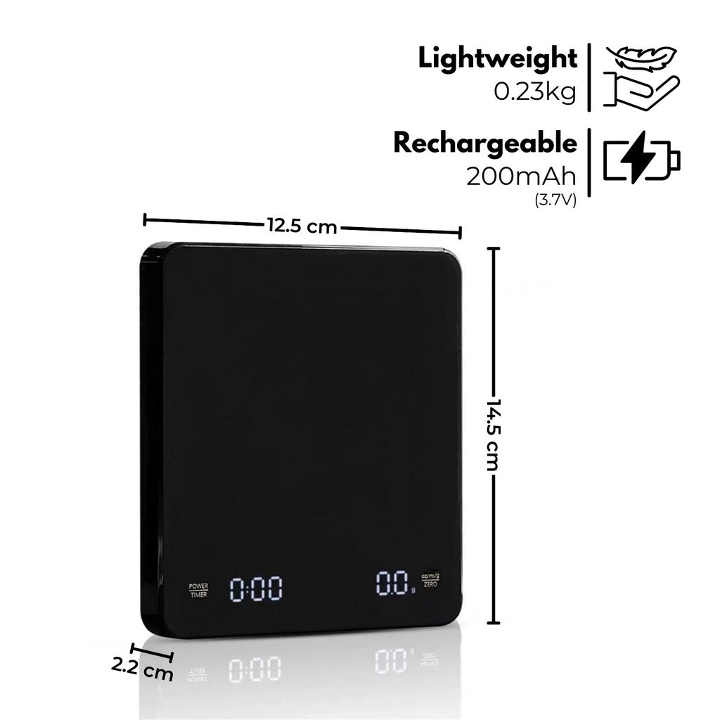 Miraklass 3kg Rechargeable Digital LCD Kitchen Coffee Scale