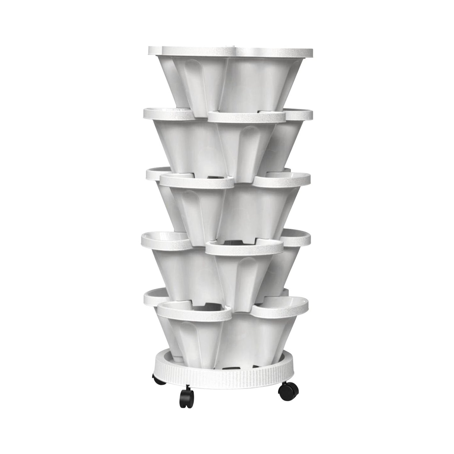 5 Tier Stacking Planter Vertical Garden with Heavy Duty Trolley Wheels (45cm)