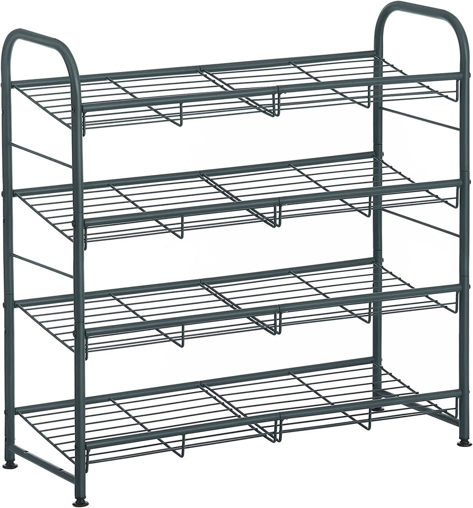 SONGMICS 4-Tier Shoe Rack Storage 16 Pairs Organizer Gray