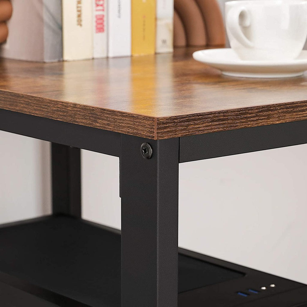 Computer Desk with 2 Shelves Rustic Brown and Black