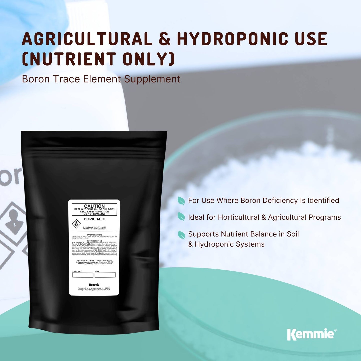 Boric Acid Powder 1Kg - High Purity Fully Soluble Granule for Pest Ants Cockroaches