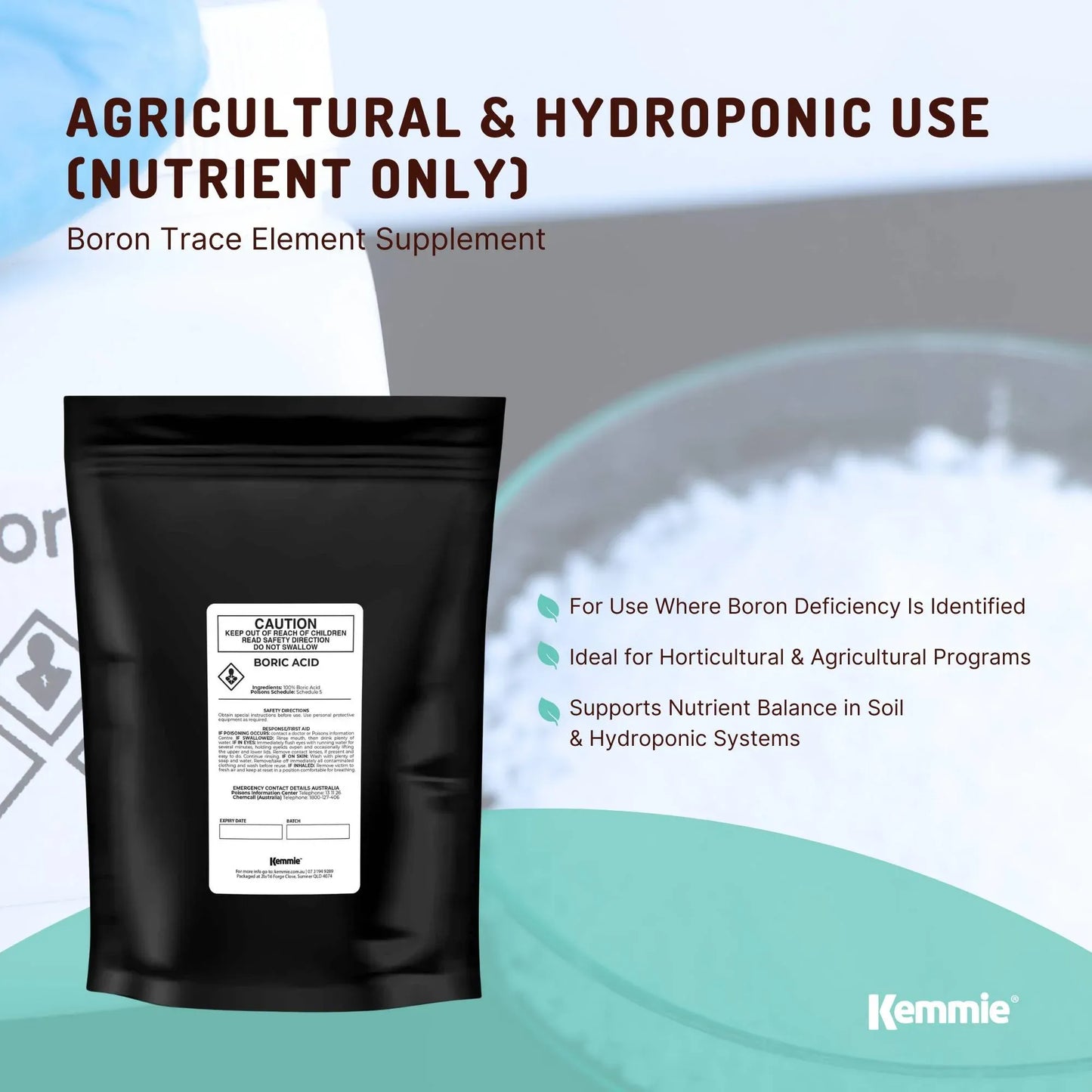Boric Acid Powder 2Kg - High Purity Fully Soluble Granule for Pest Ants Cockroaches