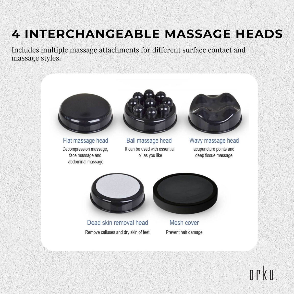 Handheld Vibration Massager Red - 4 Interchangeable Heads Adjustable Speed
