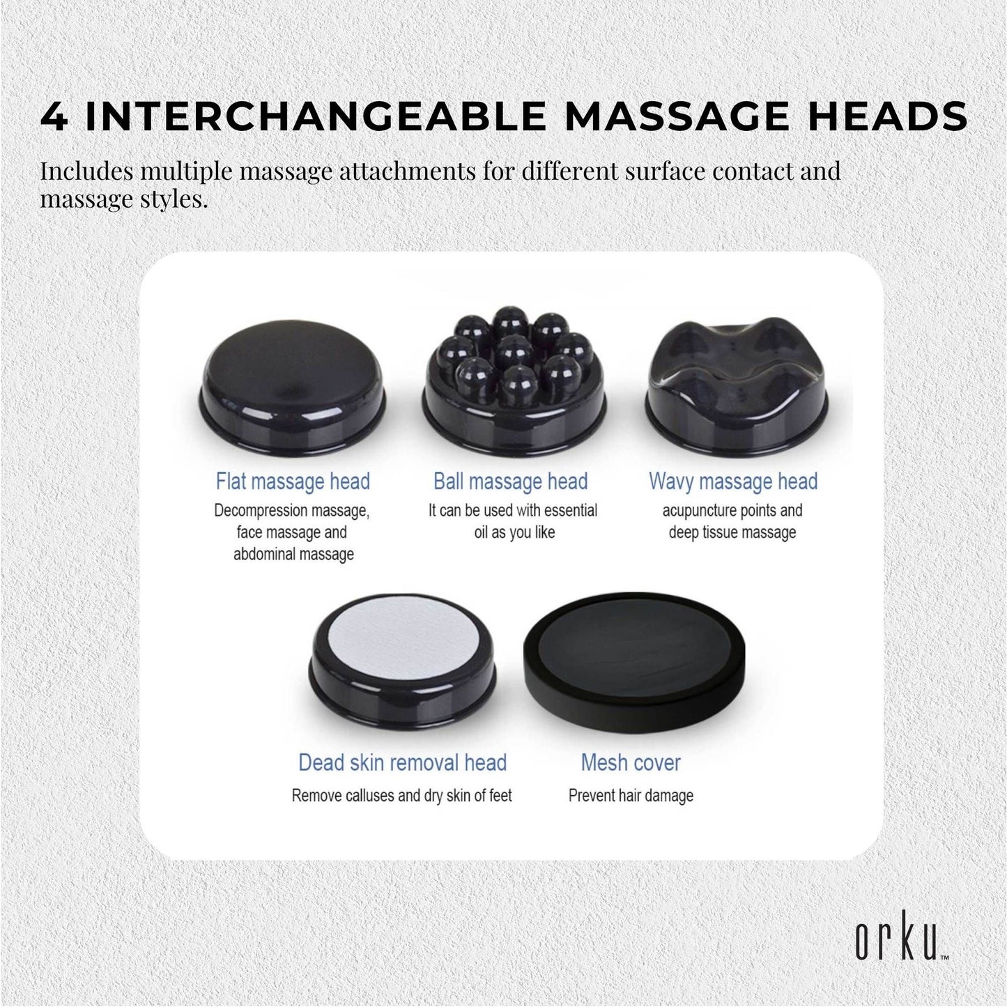 Handheld Vibration Massager Red - 4 Interchangeable Heads Adjustable Speed