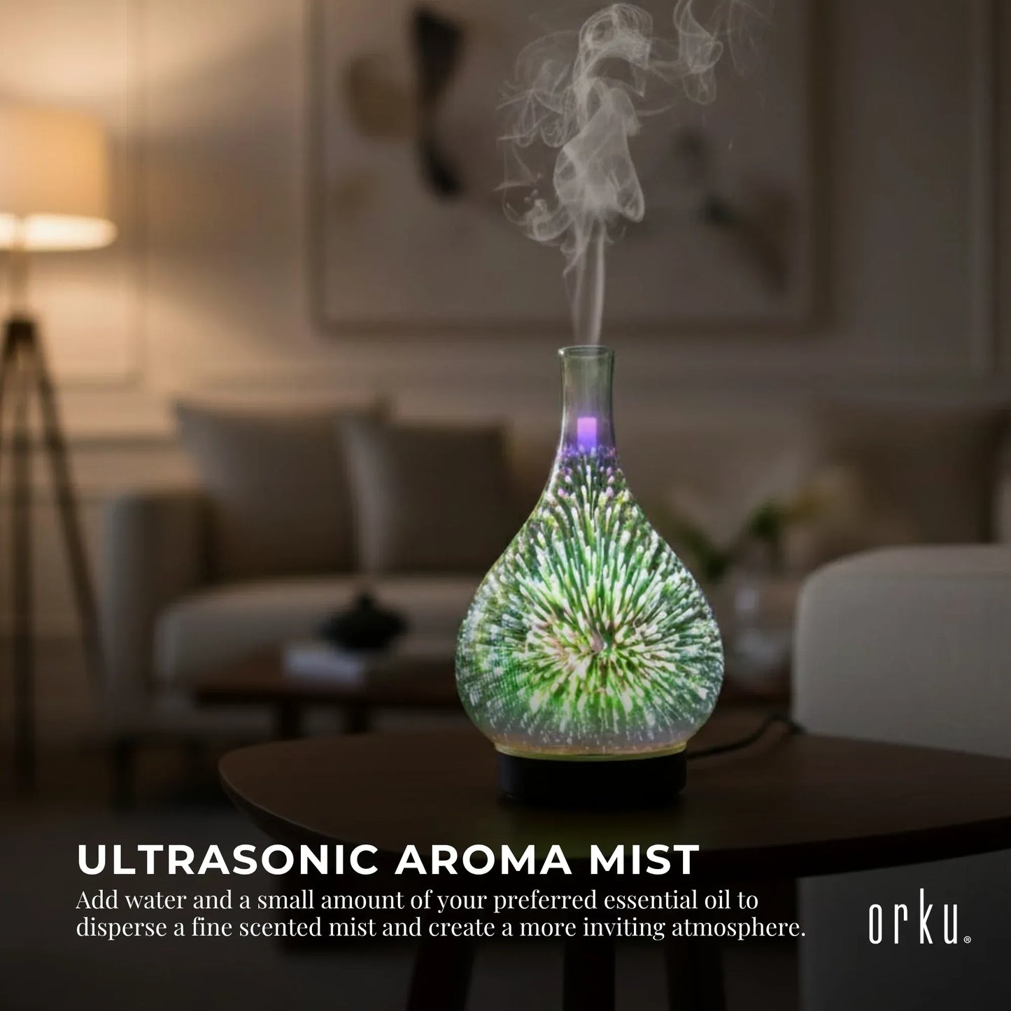 Essential Oil Aroma Diffuser Mirror 3D Fireworks Aromatherapy Mist Humidifier