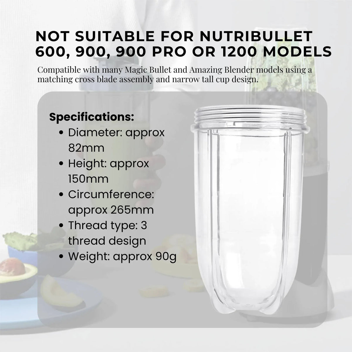 Magic Bullet Tall Big Cup Replacement Blender Juicer Parts