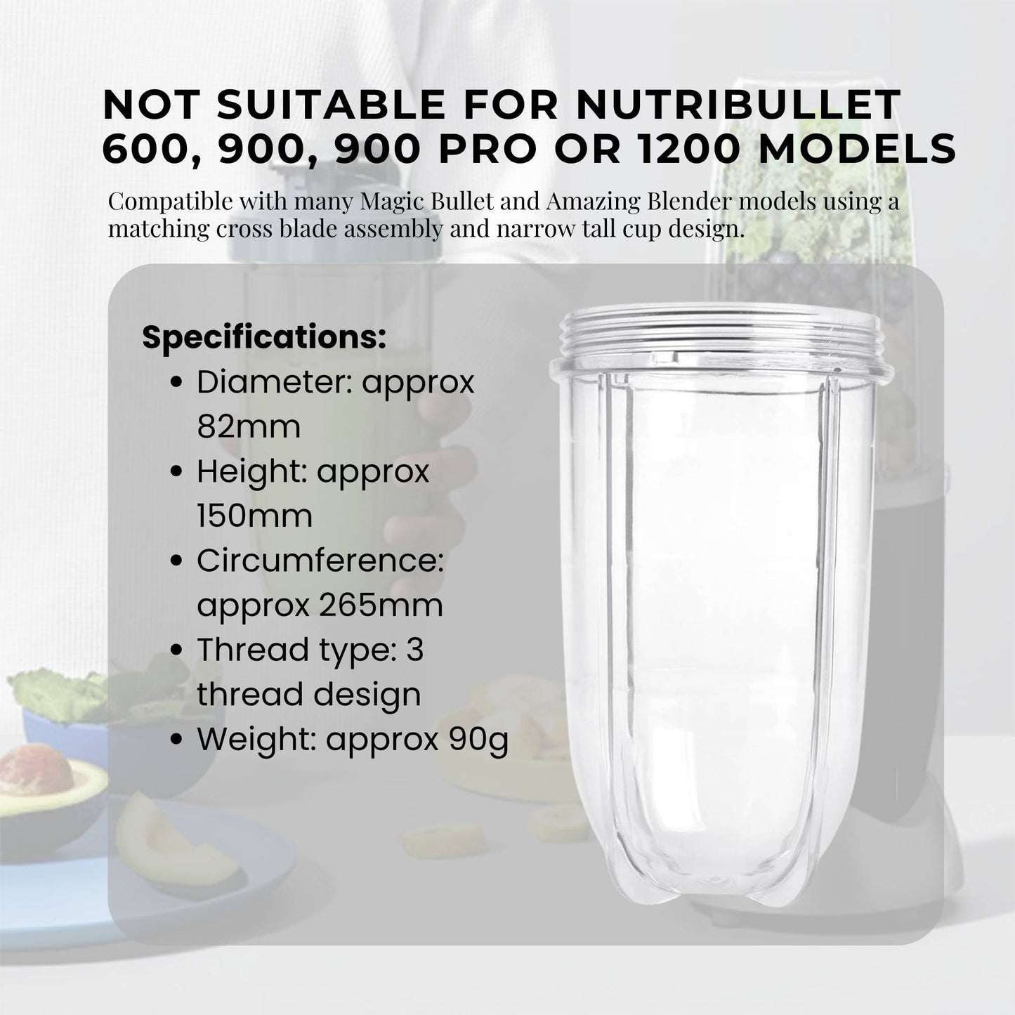 Magic bullet tall with fitted edges and product hardware