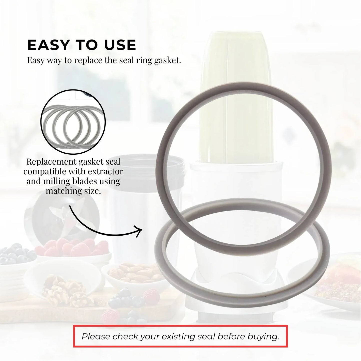 4x For Nutribullet Grey Gasket Seal Ring - For New 600W 1200W 900W Models