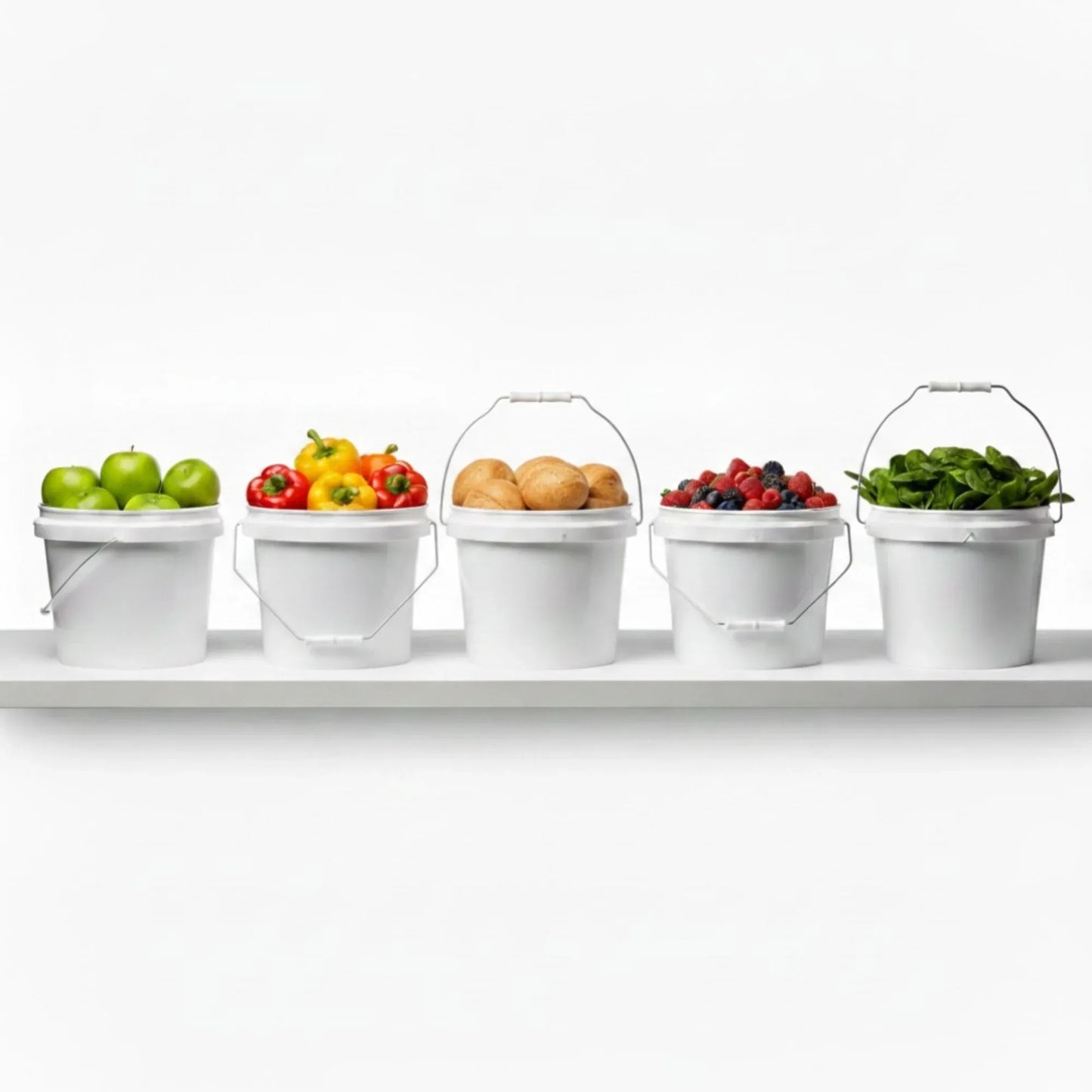 Plastic Buckets 10x 10L + Lids - Empty White With Handle - Large Food Pail