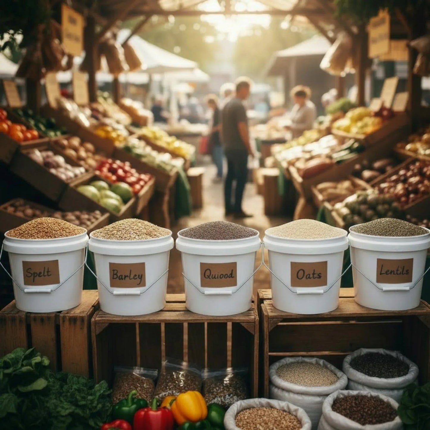 Plastic Buckets 10x 10L + Lids - Empty White With Handle - Large Food Pail