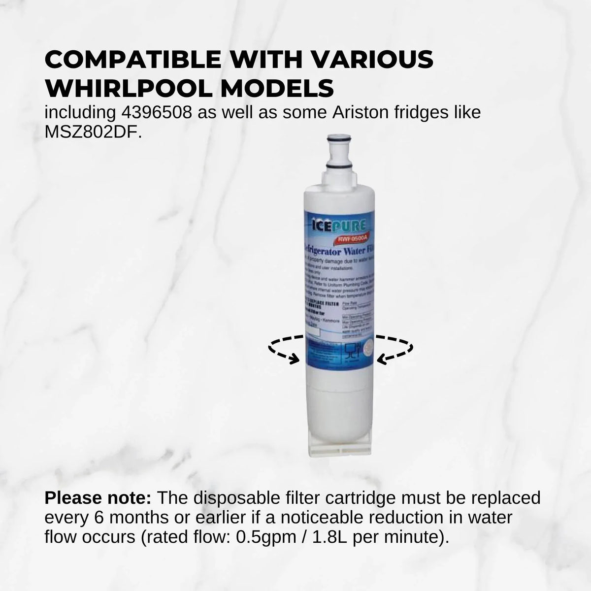 Fridge Water Filter Cartridge RFC0500A RWF0500A for Whirlpool 4396508 Kenmore