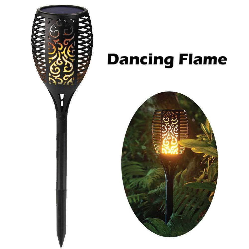 72 LED Bulbs Torch Solar Garden Outdoor Flame Dancing Flickering Light Auto Lamp