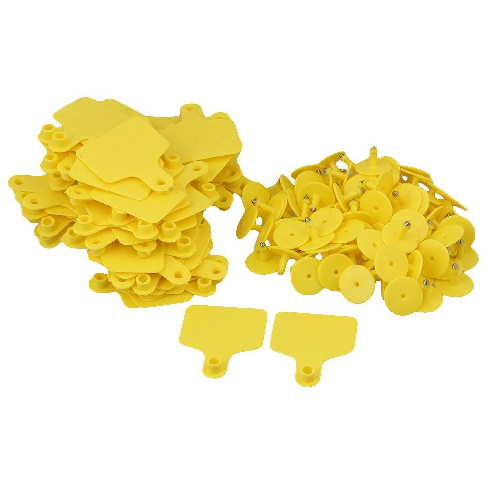 Cattle Ear Tags Set 100x 6x7cm Medium Yellow Blank Cow Sheep Livestock Label