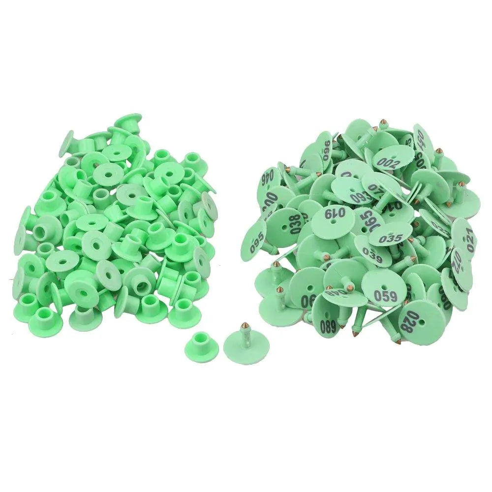 Cattle Ear Tags Set 1-100 Round Green Pig Sheep Goat Livestock Label