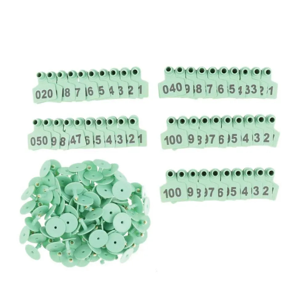 Cattle Ear Tags Set 1-100 Green Pig Sheep Goat Livestock Label