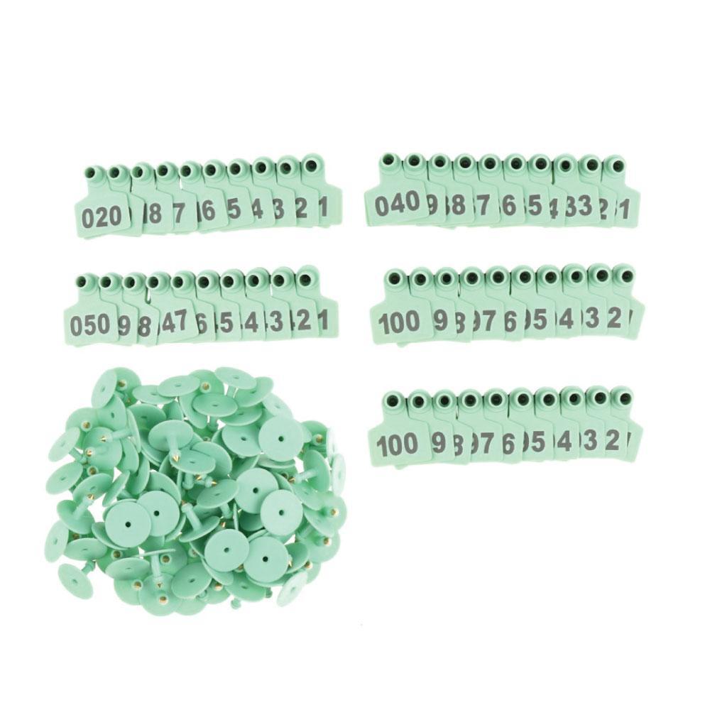 Cattle Ear Tags Set 1-100 6x7cm Medium Green Sheep Livestock Label