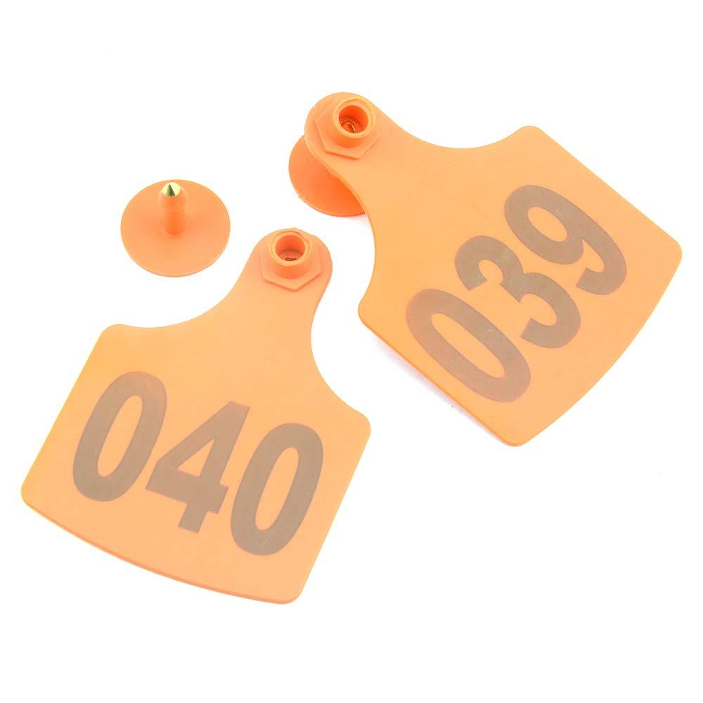 Cattle Ear Tags 1-100PCS - 6x7cm Medium Orange Blank Livestock Labels for Cow Sheep