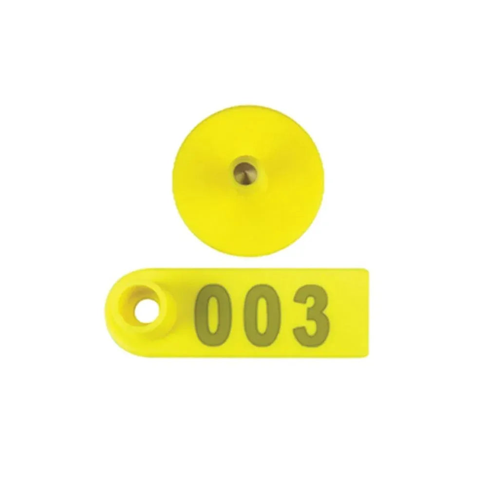 Cattle Ear Tags 1-100 Set 5x2cm - Yellow Small Pig Sheep Livestock Label