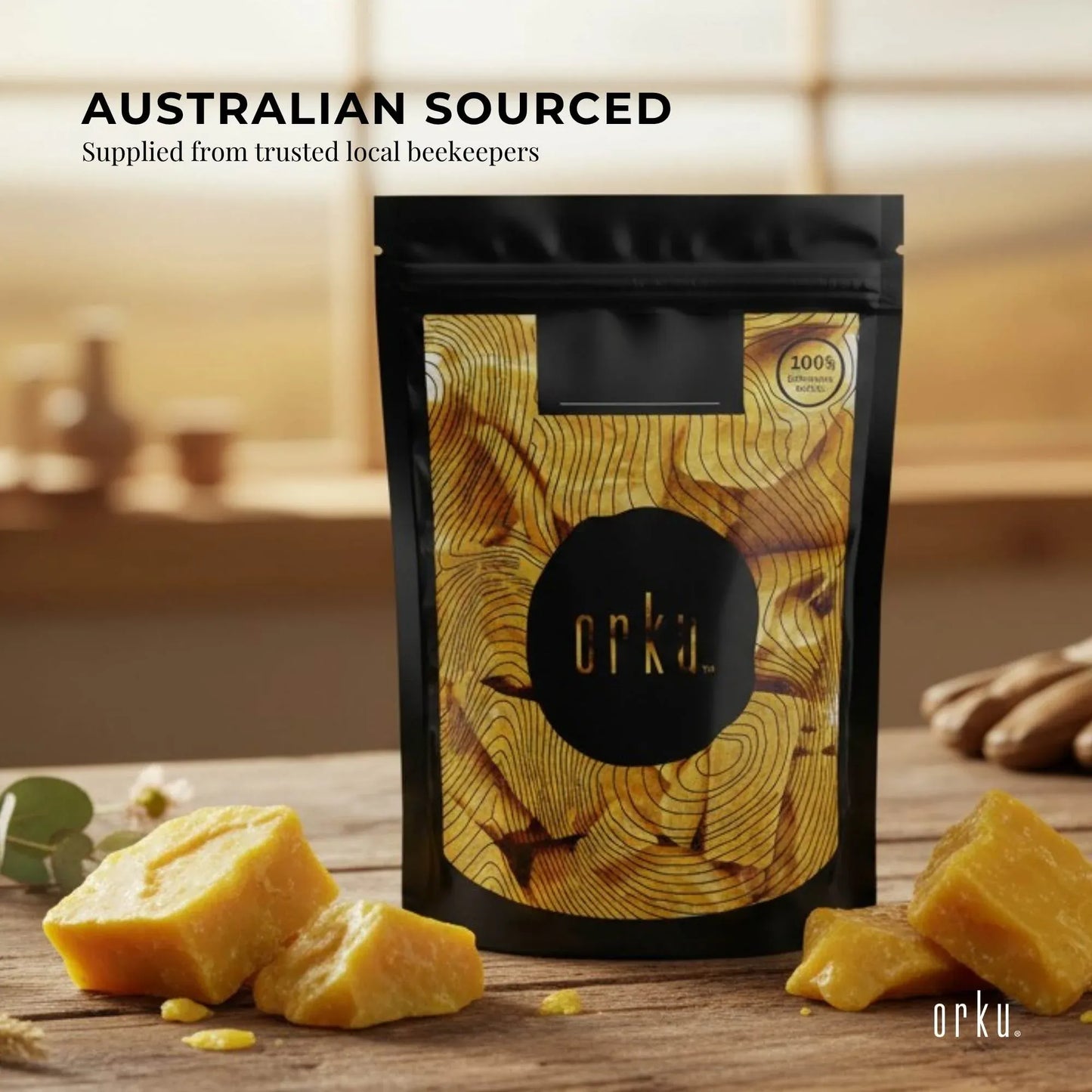 Pure Australian Beeswax 1Kg Natural Blocks Unrefined Cosmetic Grade