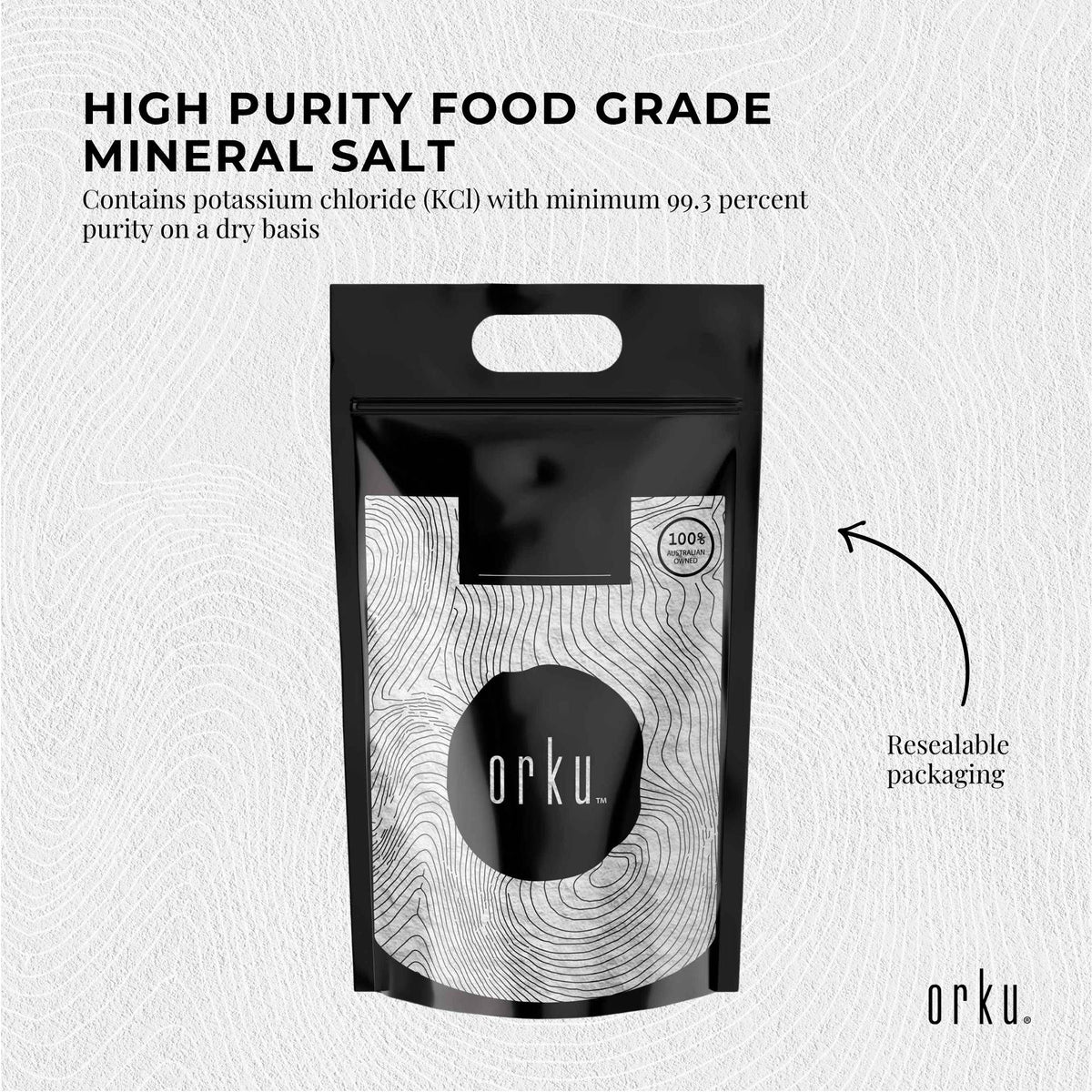 Orku Bulk 10Kg Potassium Chloride Powder - Food Grade E508 Salt Substitute