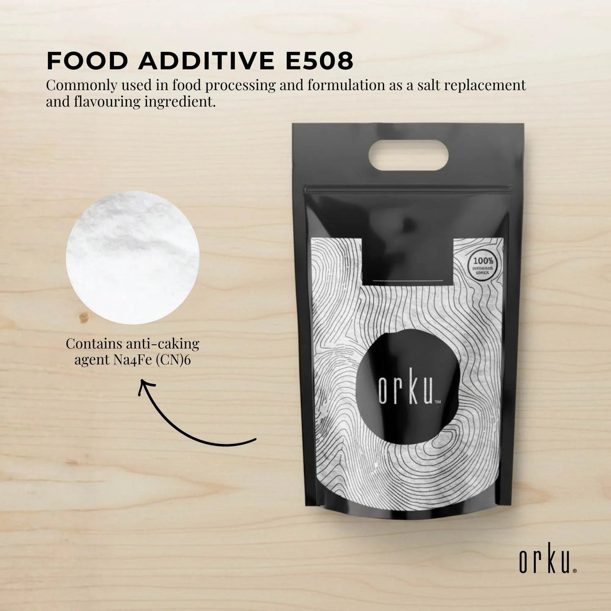 Orku Bulk 10Kg Potassium Chloride Powder - Food Grade E508 Salt Substitute