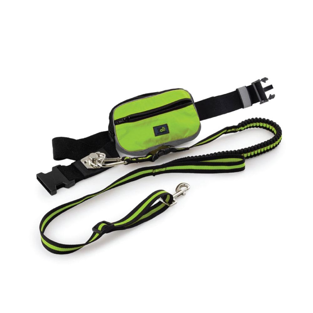 Jogging Dog Bungee Leash Adjustable Waist Belt Bag + Hands-Free Walking Lead